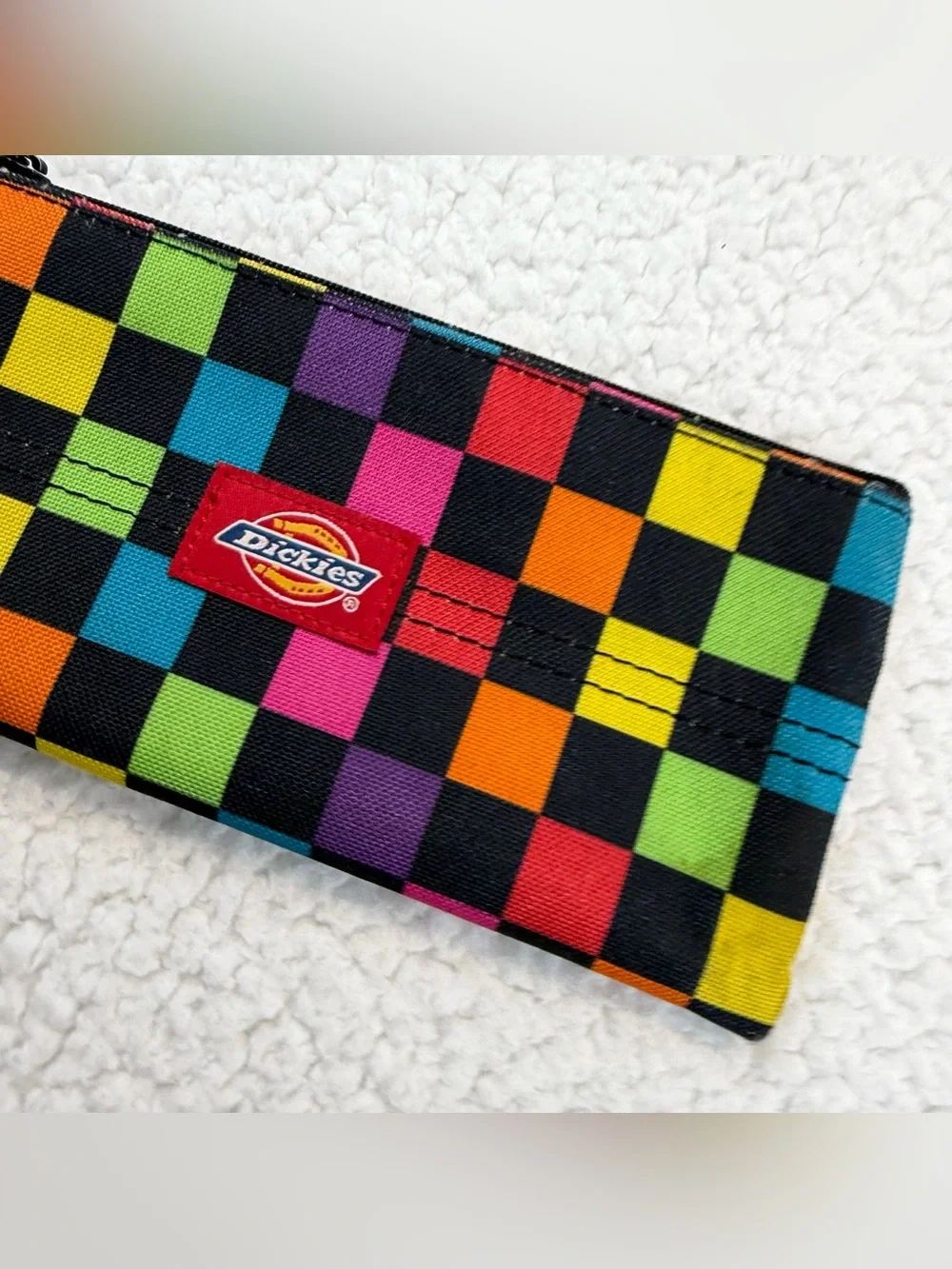 DICKIES • Rainbow Checkered Zip Pencil Pouch, OS
